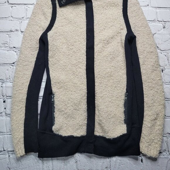 Anthro Sparrow Wool Blend Cream Black Accent Full Zip Jacket Size XS - Picture 3 of 13